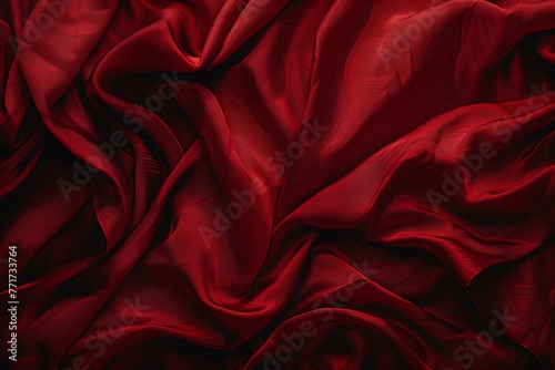 Dark red background fabric with soft folds and smudges in uneven candlelight. .