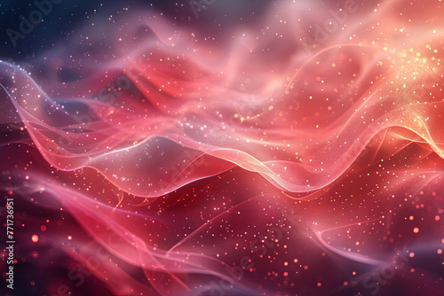 Background of red and pink wave with a lot of sparkles