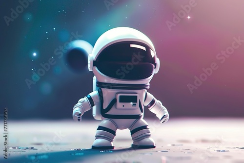 Astronaut Standing in Front of Pink Background