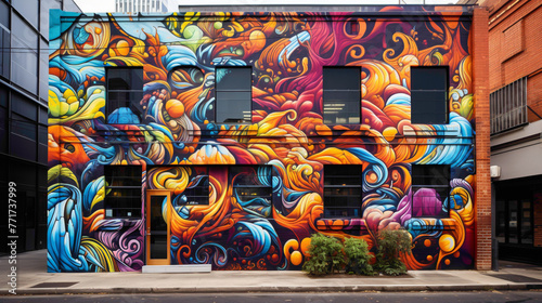 Experience the vibrancy of a psychedelic street art mural in the heart of the city.