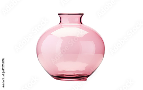 A pink vase gracefully placed on a white table