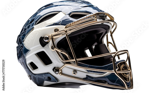 Lacrosse helmet adorned with a protective face mask, ready for intense gameplay