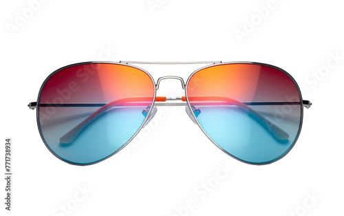 A pair of stylish sunglasses rests on a white background, casting a shadow below