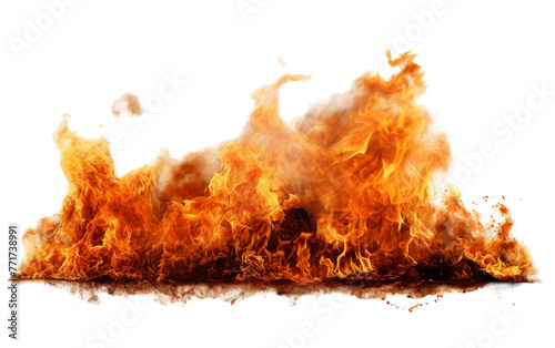 Various fire flames in different shapes and sizes on a white background