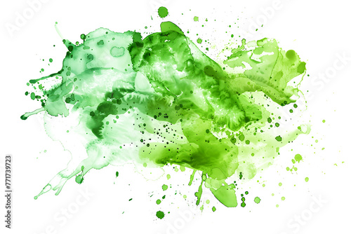Green watercolor splash texture on white background.