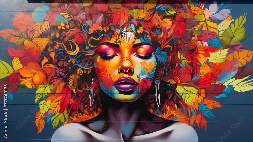 Experience the beauty of cultural diversity with a vibrant street art mural that celebrates the rich tapestry of urban life.