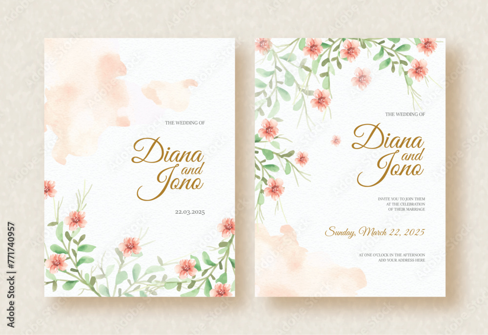 Obraz premium wildflower painting on wedding invitation template