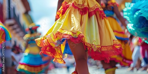Vibrant carnival in Barranquilla Colombia showcases colorful costumes music and dances celebrating cultural heritage and festive spirit. Concept Carnival in Barranquilla, Colombia, Colorful Costumes