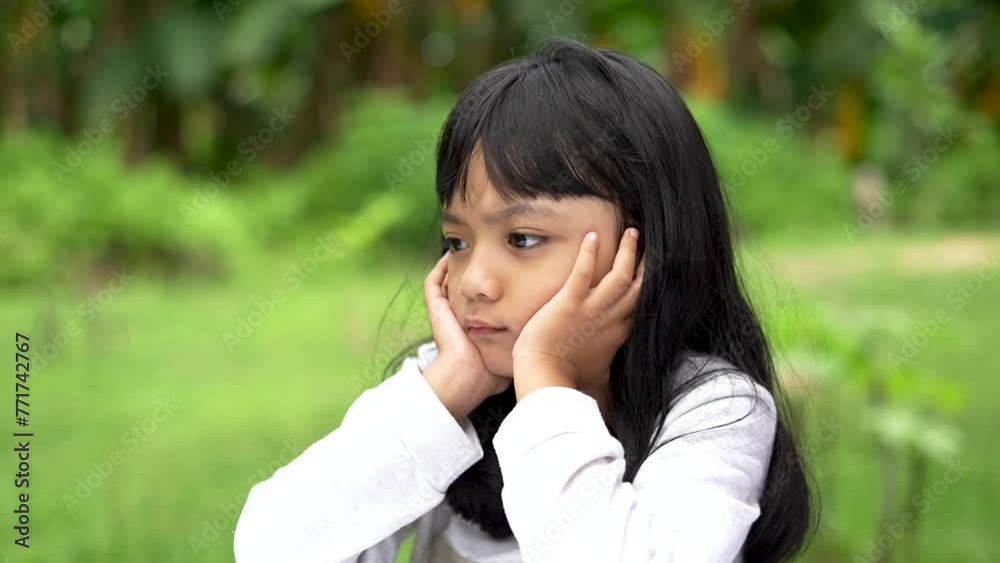 Portrait of Asian girl with upset face Portrait of Asian girl with upset face