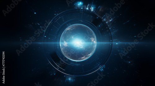 Futuristic Space Portal with Glowing Light Effects in Cosmos