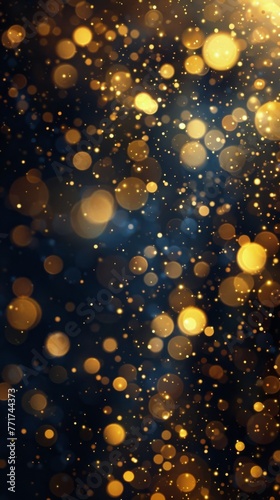 Blurry Gold Glitter on Black Background
