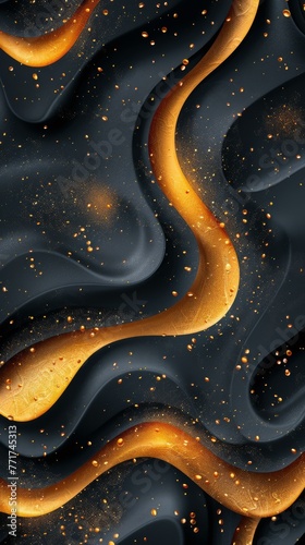 Black Background With Gold Swirls and Stars