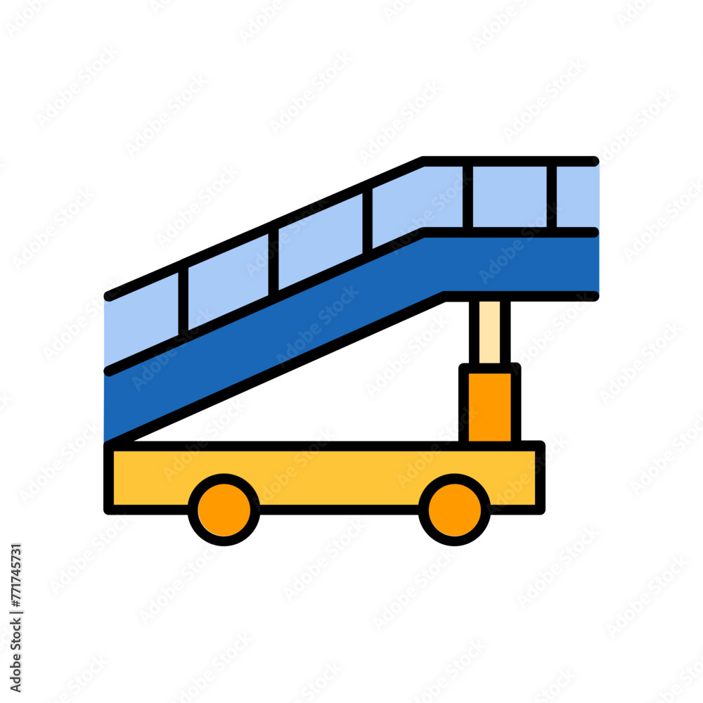 aircraft stairs. lineal color icon aircraft stairs. lineal color icon