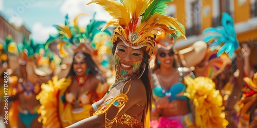 Barranquilla Carnival in Colombia: A Festive Display of Colorful Costumes, Music, Dances, and Cultural Celebration. Concept Festive Costumes, Vibrant Music, Traditional Dances, Colombian Culture