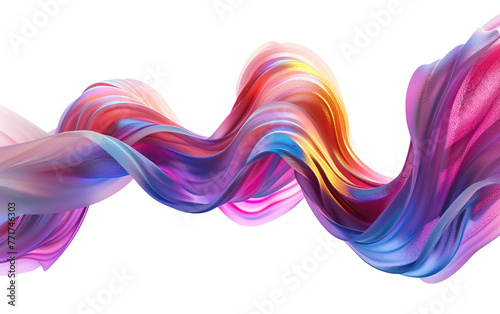 3d rendering multicolored flowing abstract iridesc on transparent or white background