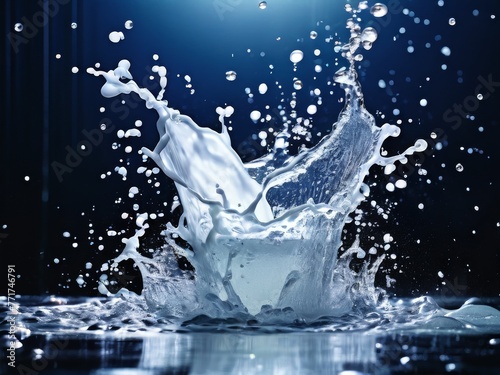 Splashes of water and milk in a humid environment