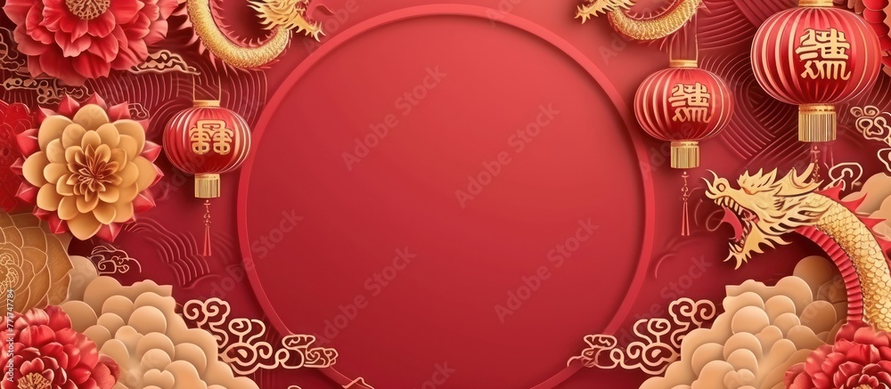 china day celebration banner on red background china day celebration banner on red background
