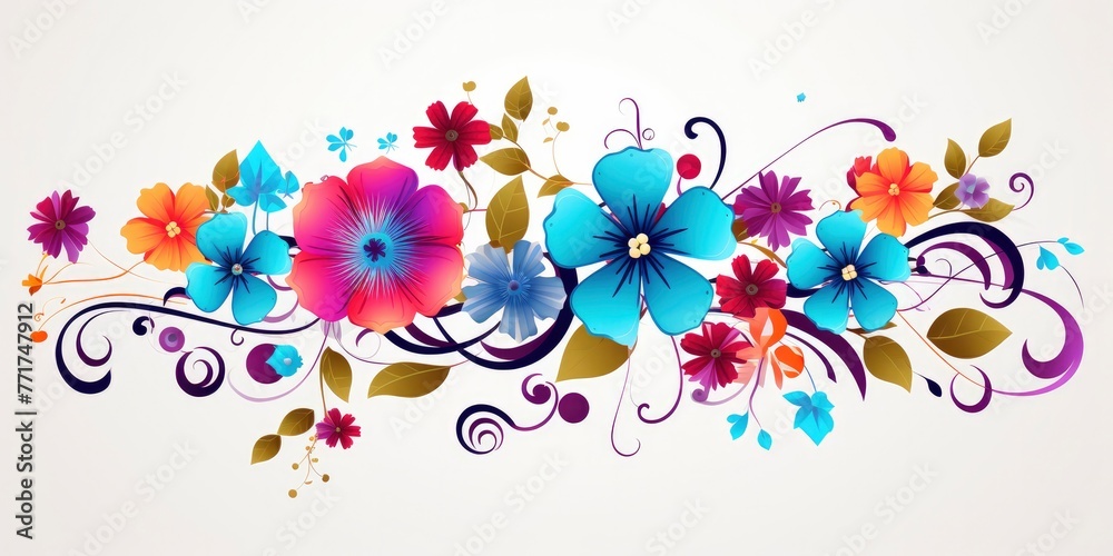 a pattern of vibrant flowers on a white backdrop