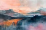 : A fluid, ethereal abstract landscape with soothing pastel hues