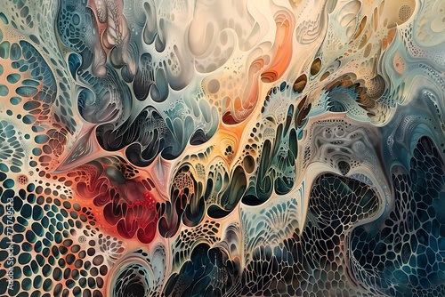 : A mesmerizing, abstract painting that features a series of intricate patterns