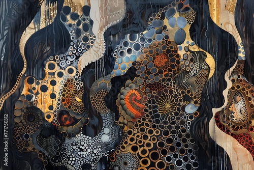 : A mesmerizing, abstract painting that features a series of intricate patterns