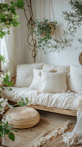 Bright White Living Room With Abundant Furniture
