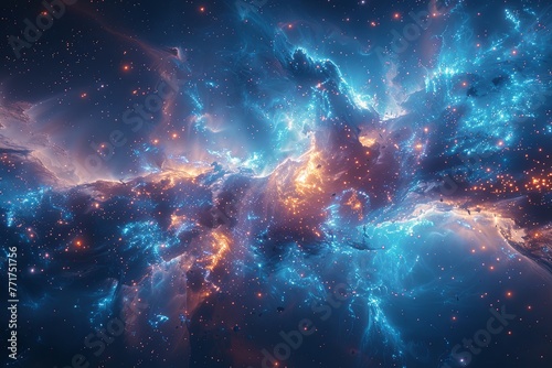 Blue and orange galaxy with many stars © Sunshine