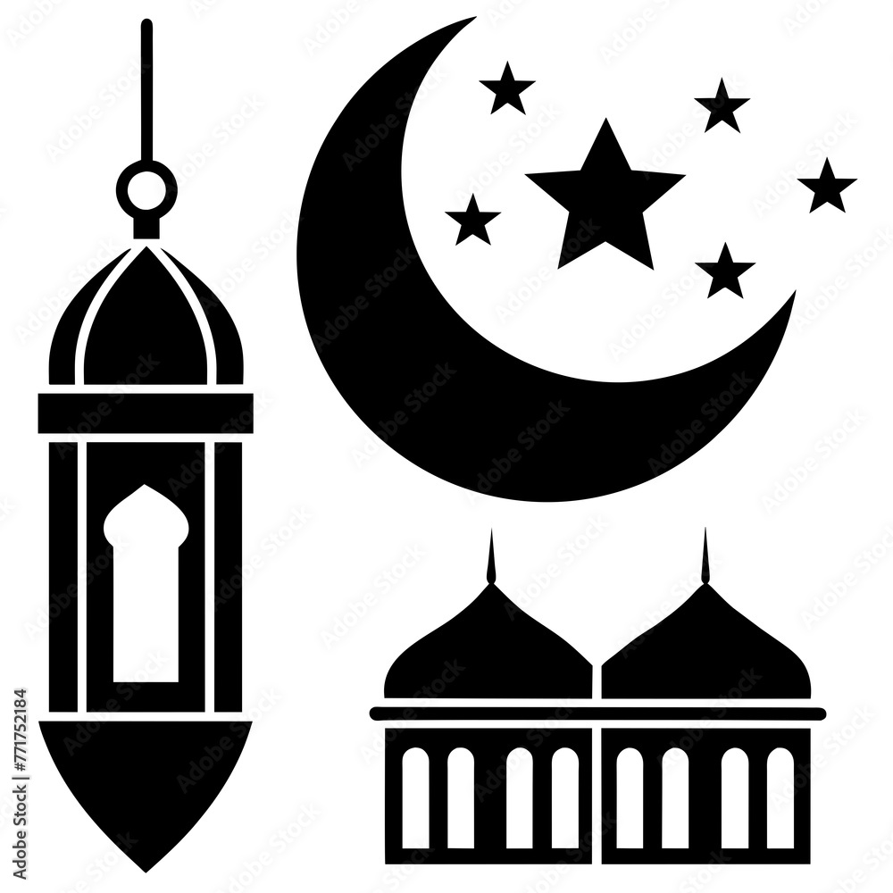 islamic mosque in black