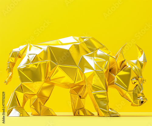 gilded paper origami bull