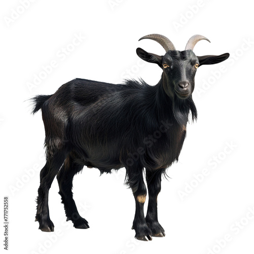 Black goat on transparent or white background