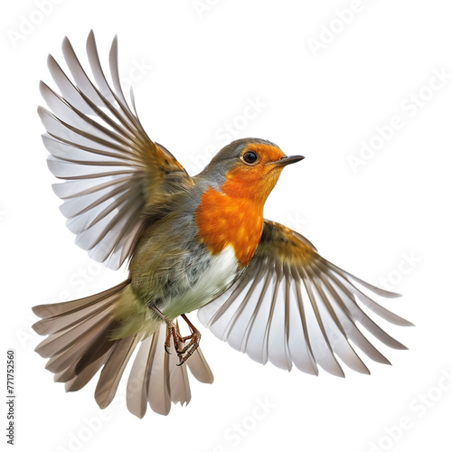 A robin bird on transparent or white background