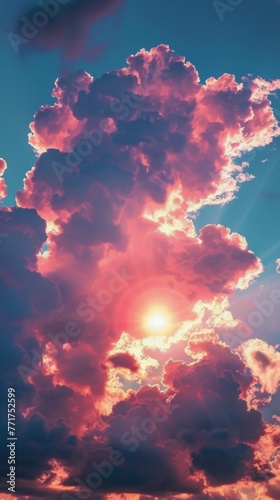 Sun Shining Through Clouds in Sky