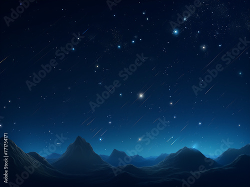 Brilliant meteors in a cosmic spectacle. AI Generation. © Llama-World-studio