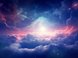 Cosmic wonders: space clouds bright. AI Generation.