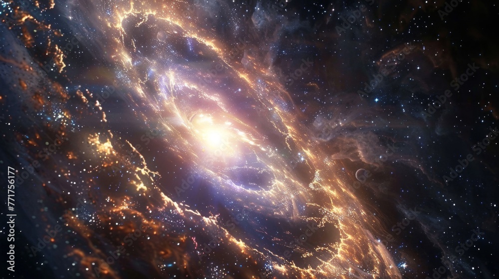 Fototapeta premium Spiral Galaxy in Space Dominated By Countless Stars