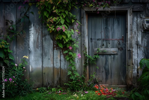 An old wooden cottage door