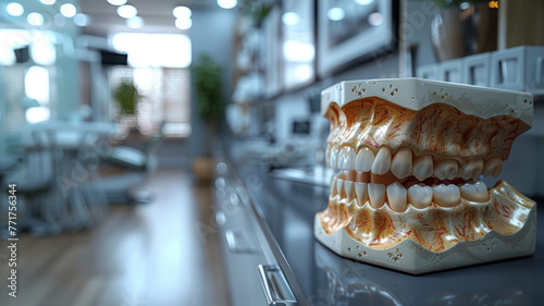 showing the importance of floride for teeth. The image should be a realistic and detailed photograph showing a dental clinic,generative ai photo