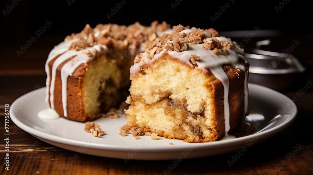 Coffee cake with a cinnamon streusel filling and a vanilla glaze.