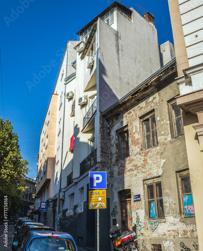 Buildings at Toplicin venac Street in Belgrade city, Serbia