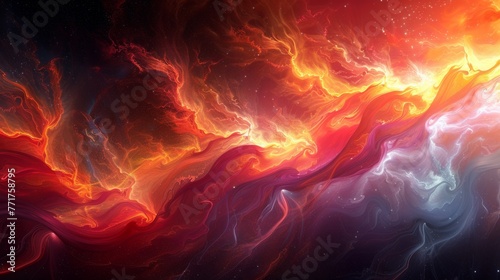 Abstract Fiery Space Nebula Wallpaper