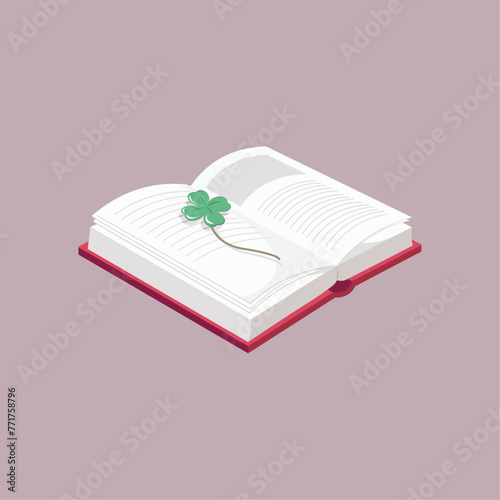 Four leaf clover bookmark in an open book
