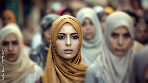  Muslim woman in hijat in the street, 