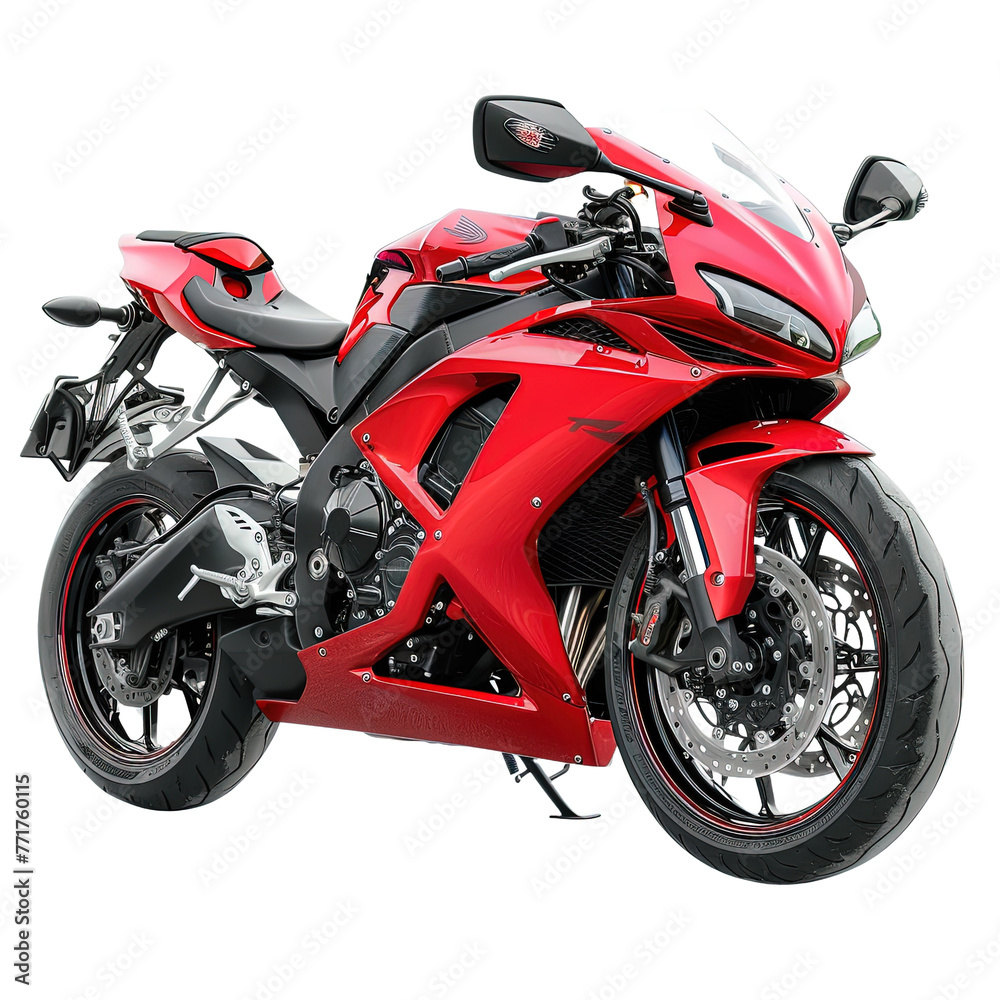 Red racing motorcycle on transparent or white background Red racing motorcycle on transparent or white background