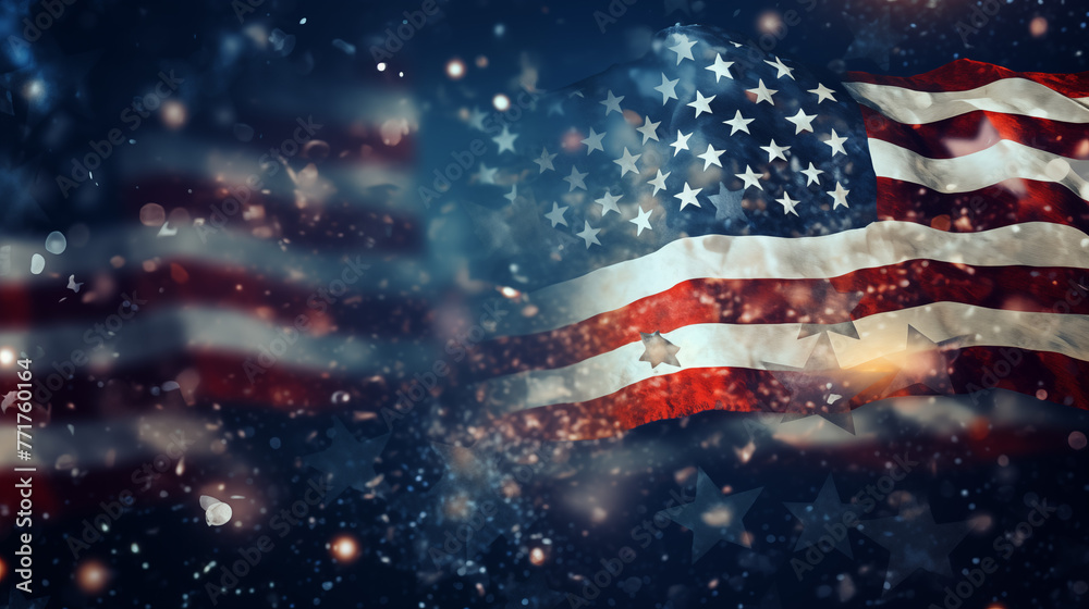 Abstract Fourth of July America Memorial day Veterans Day background. - obrazy, fototapety, plakaty 