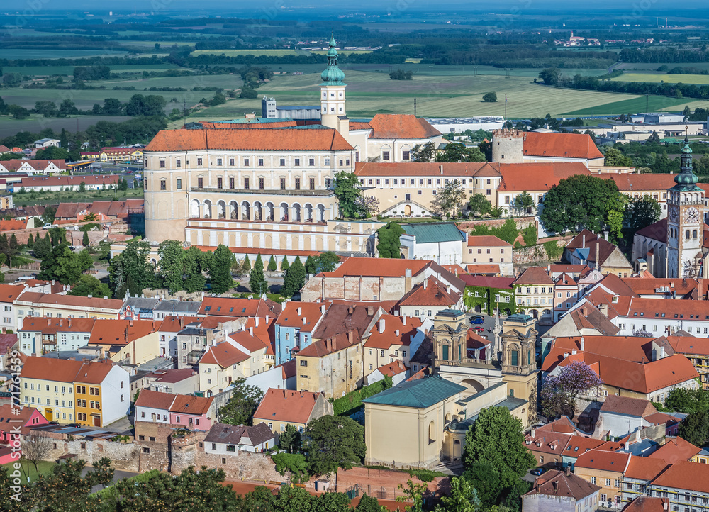 Obraz premium Old Town of Mikulov town, view with Castle, Czech Republic