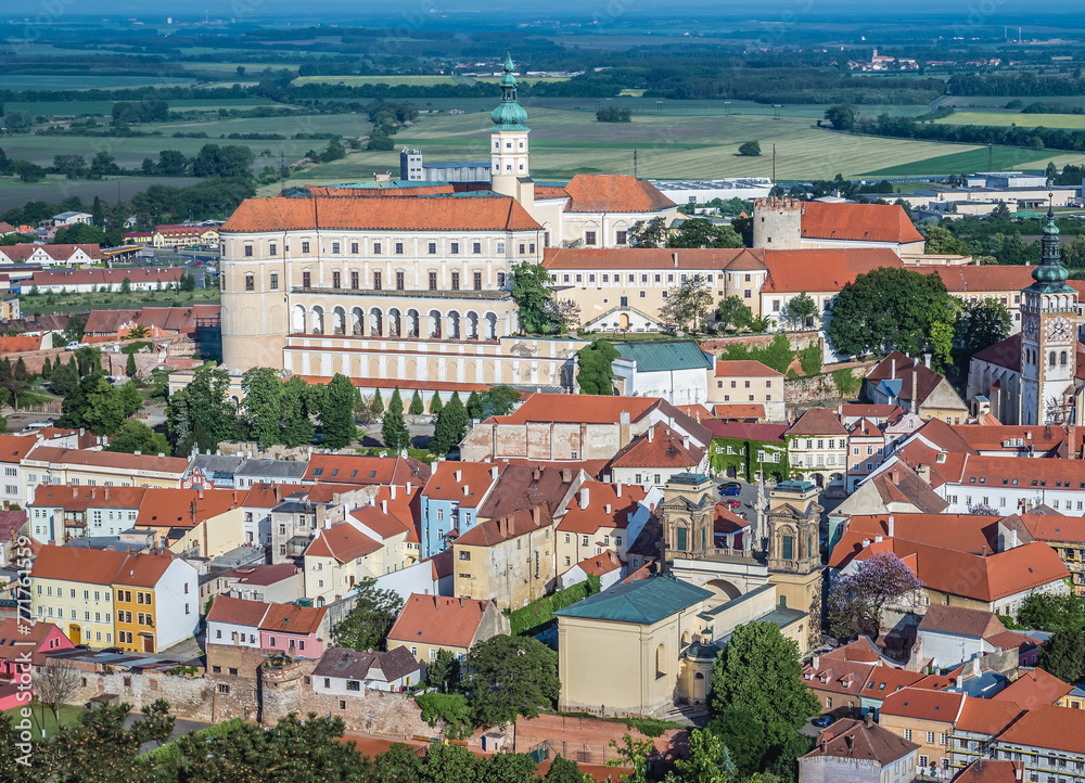 Old Town of Mikulov town, view with Castle, Czech Republic