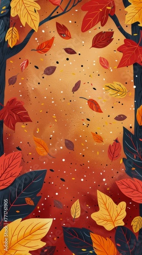 Leaves Painting on Black Background