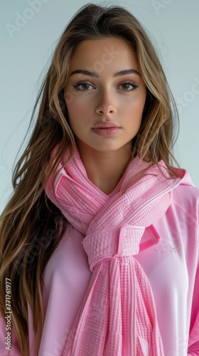 Woman With Long Hair Wearing Pink Scarf