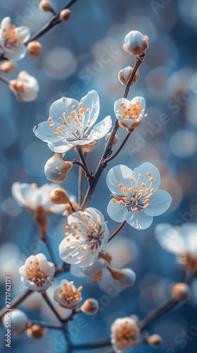 Cluster of Flowers Hanging From Branch