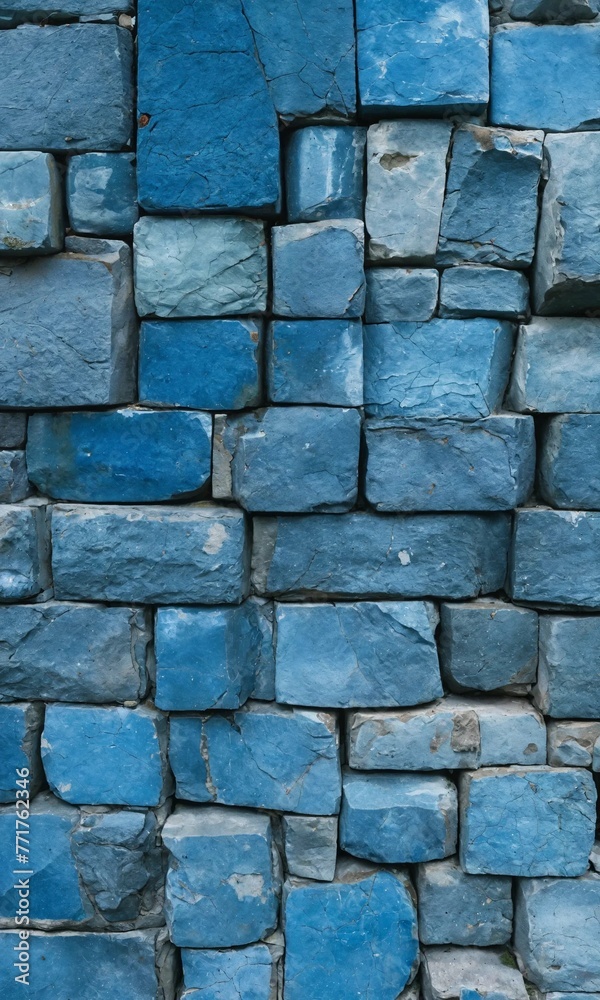 A wall with blue squares stone textures A wall with blue squares stone textures